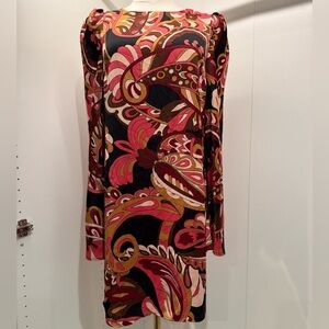 Mango Orange fall colors Sheath Dress Bishop Sleeves